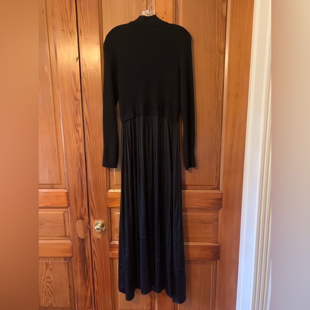 Anthropologie Black Thea Long-Sleeve Twofer Maxi Dress Mock Turtle Neck Size: L